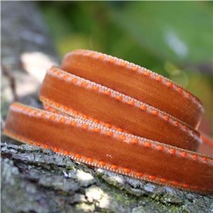 Velvet Saddle Stitch Ribbon - Burnt Orange/Orange